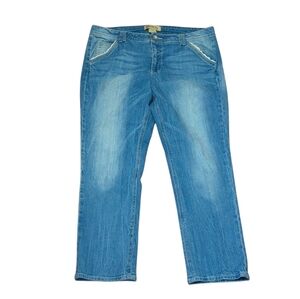 Democracy Light Wash Straight Leg Jeans with Lace Trim Pockets Size 12